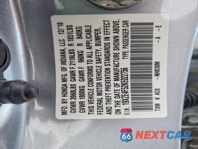 Zdjęcie 12 z 12 samochodu: 2019 HONDA INSIGHT EX VIN:19XZE4F52KE022756 - miniatura