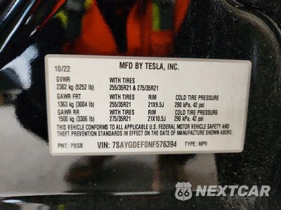 Zdjęcie 13 z 13 samochodu: 2022 TESLA MODEL Y VIN:7SAYGDEF0NF576394 - miniatura