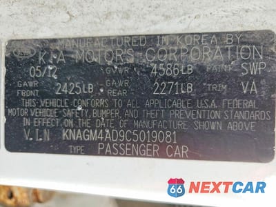 Zdjęcie 12 z 12 samochodu: 2012 KIA OPTIMA HYBRID LX VIN:KNAGM4AD9C5019081 - miniatura