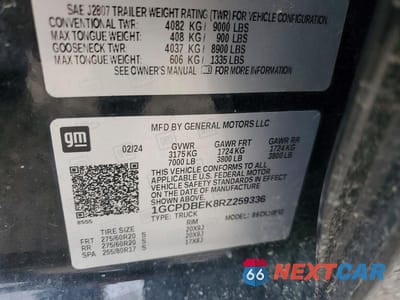 Zdjęcie 12 z 12 samochodu: 2024 CHEVROLET SILVERADO K1500 CUSTOM VIN:1GCPDBEK8RZ259336 - miniatura