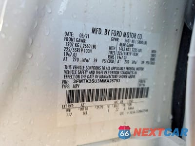 Zdjęcie 12 z 12 samochodu: 2021 FORD MUSTANG MACH-E PREMIUM VIN:3FMTK3SU3MMA26793 - miniatura