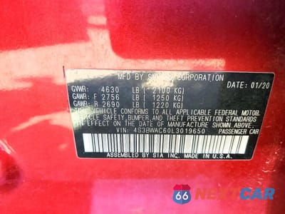 Zdjęcie 12 z 12 samochodu: 2020 SUBARU LEGACY PREMIUM VIN:4S3BWAC60L3019650 - miniatura