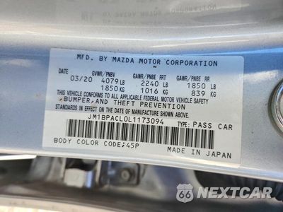 Zdjęcie 12 z 12 samochodu: 2020 MAZDA 3 SELECT VIN:JM1BPACL0L1173094 - miniatura