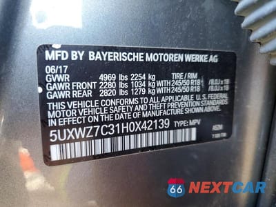 Zdjęcie 13 z 13 samochodu: 2017 BMW X3 SDRIVE28I VIN:5UXWZ7C31H0X42139 - miniatura