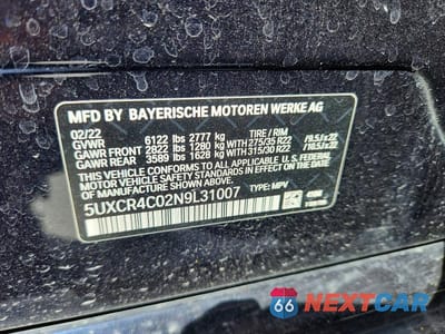 Zdjęcie 12 z 12 samochodu: 2022 BMW X5 SDRIVE 40I VIN:5UXCR4C02N9L31007 - miniatura