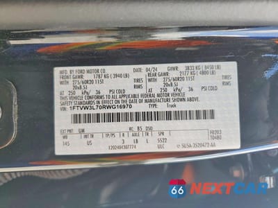Zdjęcie 12 z 12 samochodu: 2024 FORD F150 LIGHTNING XLT VIN:1FTVW3L70RWG16970 - miniatura