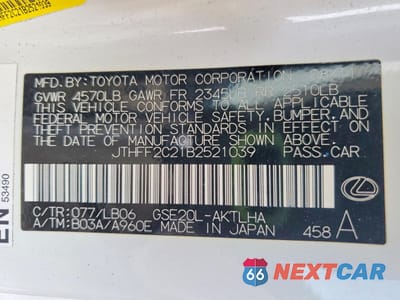 Zdjęcie 12 z 12 samochodu: 2011 LEXUS IS 250C BASE VIN:JTHFF2C21B2521039 - miniatura