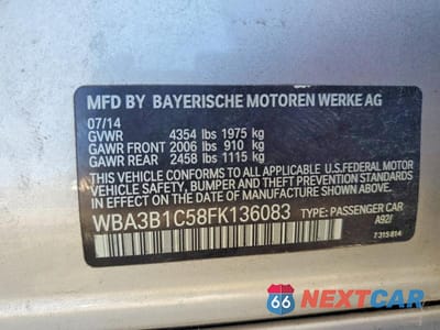 Zdjęcie 12 z 12 samochodu: 2015 BMW 320 I VIN:WBA3B1C58FK136083 - miniatura