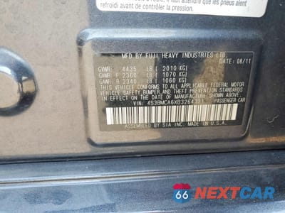 Zdjęcie 12 z 12 samochodu: 2011 SUBARU LEGACY 2.5I VIN:4S3BMCA6XB3264121 - miniatura