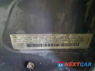 Zdjęcie 12 z 12 samochodu: 2008 VOLKSWAGEN JETTA SE VIN:3VWRM71K38M035562 - miniatura