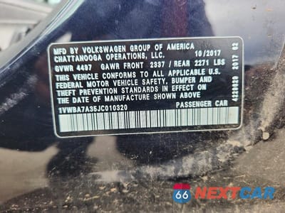 Zdjęcie 12 z 12 samochodu: 2018 VOLKSWAGEN PASSAT SE VIN:1VWBA7A35JC010320 - miniatura