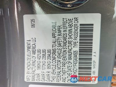Zdjęcie 12 z 12 samochodu: 2025 HONDA ACCORD VIN:1HGCY1F40SA044505 - miniatura