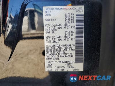 Zdjęcie 12 z 12 samochodu: 2023 NISSAN FRONTIER SV VIN:1N6ED1EJ2PN640965 - miniatura