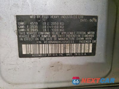Zdjęcie 12 z 12 samochodu: 2016 SUBARU LEGACY 2.5I LIMITED VIN:4S3BNAN68G3054233 - miniatura