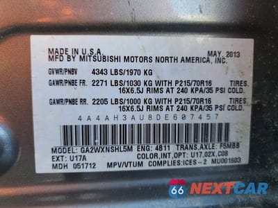 Zdjęcie 12 z 12 samochodu: 2013 MITSUBISHI RVR SE VIN:4A4AH3AU8DE607457 - miniatura