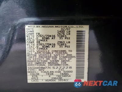 Zdjęcie 13 z 13 samochodu: 2007 NISSAN XTERRA X VIN:5N1AN08W77C527228 - miniatura