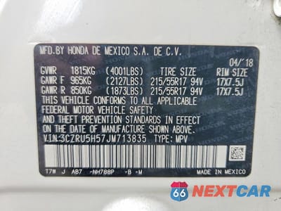 Zdjęcie 14 z 14 samochodu: 2018 HONDA HR-V EX VIN:3CZRU5H57JM713835 - miniatura