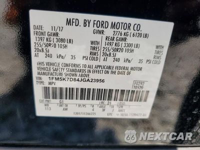 Zdjęcie 13 z 13 samochodu: 2018 FORD EXPLORER XLT VIN:1FM5K7D84JGA23956 - miniatura
