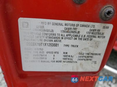Zdjęcie 12 z 12 samochodu: 1999 CHEVROLET SILVERADO K1500 VIN:2GCEK19T1X1263681 - miniatura