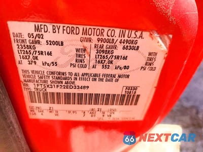 Zdjęcie 10 z 10 samochodu: 2002 FORD F350 SUPER DUTY UTILITY / SERVICE TRUCK VIN:1FTSX31F22ED33489 - miniatura