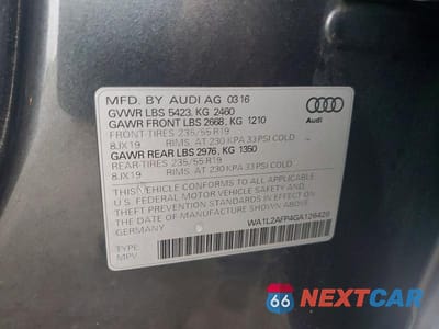 Zdjęcie 13 z 13 samochodu: 2016 AUDI Q5 PREMIUM PLUS VIN:WA1L2AFP4GA126426 - miniatura