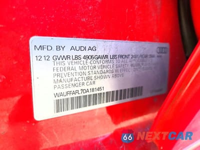 Zdjęcie 12 z 12 samochodu: 2013 AUDI A4 PREMIUM PLUS VIN:WAUFFAFL7DA181451 - miniatura