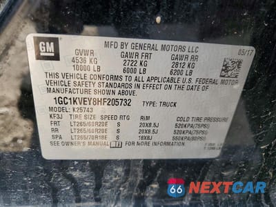 Zdjęcie 12 z 12 samochodu: 2017 CHEVROLET SILVERADO K2500 HEAVY DUTY LT VIN:1GC1KVEY8HF205732 - miniatura
