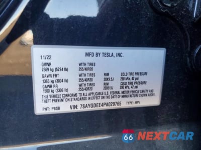 Zdjęcie 14 z 14 samochodu: 2023 TESLA MODEL Y VIN:7SAYGDEE4PA029765 - miniatura