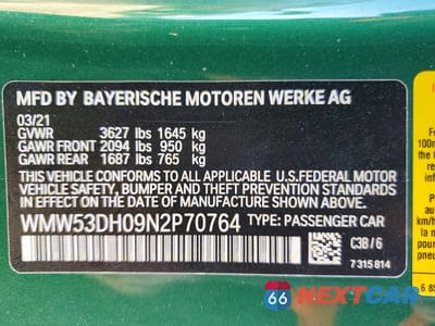 Zdjęcie 13 z 13 samochodu: 2022 MINI COOPER S VIN:WMW53DH09N2P70764 - miniatura