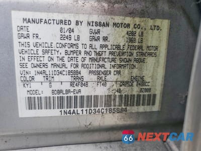 Zdjęcie 12 z 12 samochodu: 2004 NISSAN ALTIMA 2.5 VIN:1N4AL11D34C185884 - miniatura