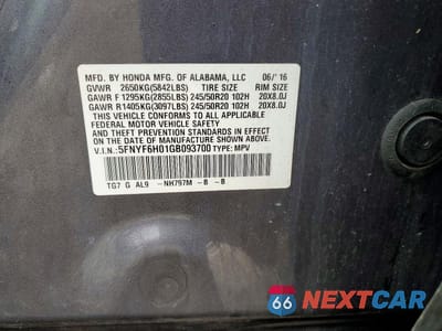 Zdjęcie 13 z 13 samochodu: 2016 HONDA PILOT ELITE VIN:5FNYF6H01GB093700 - miniatura