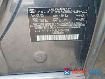 Zdjęcie 12 z 12 samochodu: 2021 HYUNDAI SONATA SEL VIN:5NPEL4JA8MH074304 - miniatura