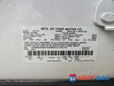 Zdjęcie 14 z 14 samochodu: 2021 FORD EXPLORER XLT VIN:1FMSK8DHXMGC10275 - miniatura