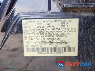 Zdjęcie 13 z 13 samochodu: 2008 NISSAN ALTIMA 2.5 VIN:1N4AL21E08C220398 - miniatura