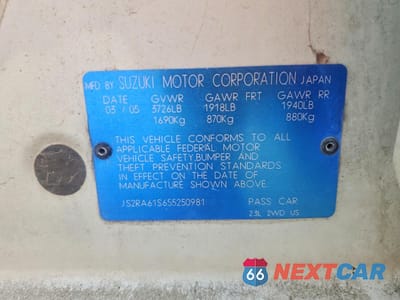 Zdjęcie 12 z 12 samochodu: 2005 SUZUKI AERIO S VIN:JS2RA61S655250981 - miniatura