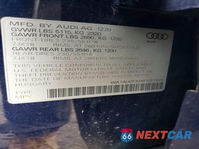 Zdjęcie 13 z 13 samochodu: 2021 AUDI Q3 PREMIUM 40 VIN:WA1AUCF32M1067429 - miniatura