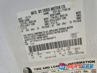 Zdjęcie 12 z 12 samochodu: 2014 FORD F150 SUPERCREW VIN:1FTFW1CF1EFB62271 - miniatura