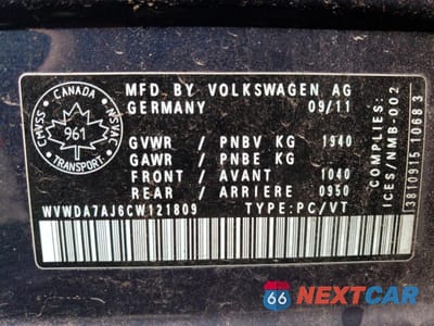 Zdjęcie 12 z 12 samochodu: 2012 VOLKSWAGEN GOLF VIN:WVWDA7AJ6CW121809 - miniatura