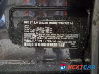 Zdjęcie 12 z 12 samochodu: 2018 BMW 530 I VIN:WBAJA5C59JG898254 - miniatura