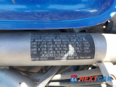Zdjęcie 8 z 8 samochodu: 2009 KAWASAKI ER650 C VIN:JKAEREC129DA41780 - miniatura