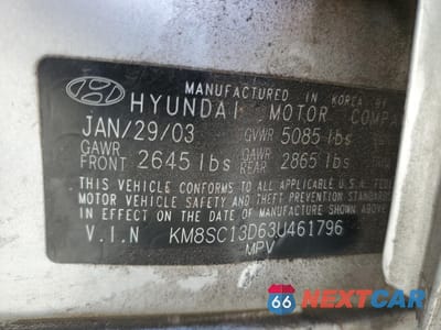 Zdjęcie 15 z 15 samochodu: 2003 HYUNDAI SANTA FE GLS VIN:KM8SC13D63U461796 - miniatura