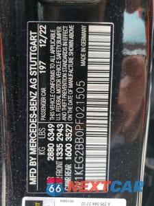 Zdjęcie 12 z 12 samochodu: 2023 MERCEDES-BENZ EQE SEDAN 350+ VIN:W1KEG2BB0PF021505 - miniatura