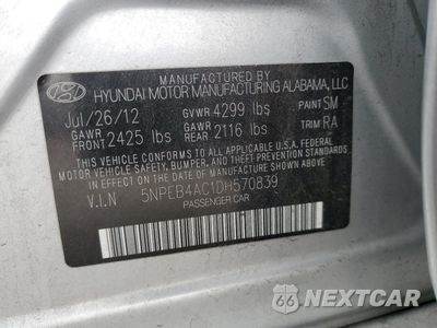 Zdjęcie 12 z 12 samochodu: 2013 HYUNDAI SONATA GLS VIN:5NPEB4AC1DH570839 - miniatura