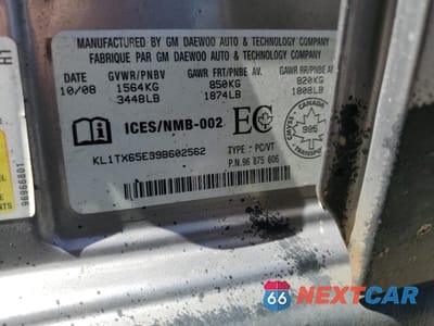Zdjęcie 12 z 12 samochodu: 2009 CHEVROLET AVEO LT VIN:KL1TX65E39B602562 - miniatura
