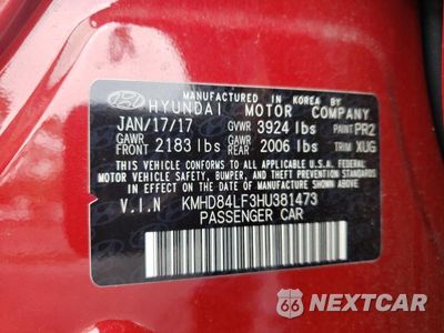 Zdjęcie 12 z 12 samochodu: 2017 HYUNDAI ELANTRA SE VIN:KMHD84LF3HU381473 - miniatura