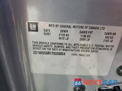Zdjęcie 13 z 13 samochodu: 2007 CHEVROLET IMPALA LTZ VIN:2G1WU58R179338854 - miniatura