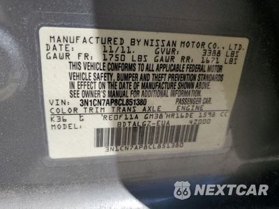 Zdjęcie 12 z 12 samochodu: 2012 NISSAN VERSA S VIN:3N1CN7AP8CL851380 - miniatura