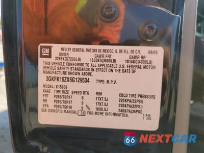 Zdjęcie 16 z 16 samochodu: 2006 GMC YUKON XL K1500 VIN:3GKFK16ZX6G129534 - miniatura