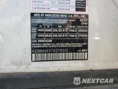 Zdjęcie 12 z 12 samochodu: 2007 MERCEDES-BENZ ML 350 VIN:4JGBB86E97A278335 - miniatura