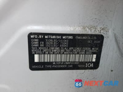 Zdjęcie 12 z 12 samochodu: 2021 MITSUBISHI MIRAGE G4 ES VIN:ML32FUFJ3MHF01069 - miniatura